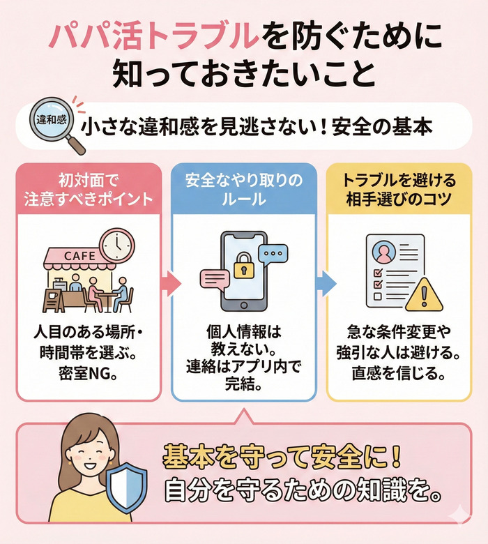 パパ活トラブルを防ぐために知っておきたいこと