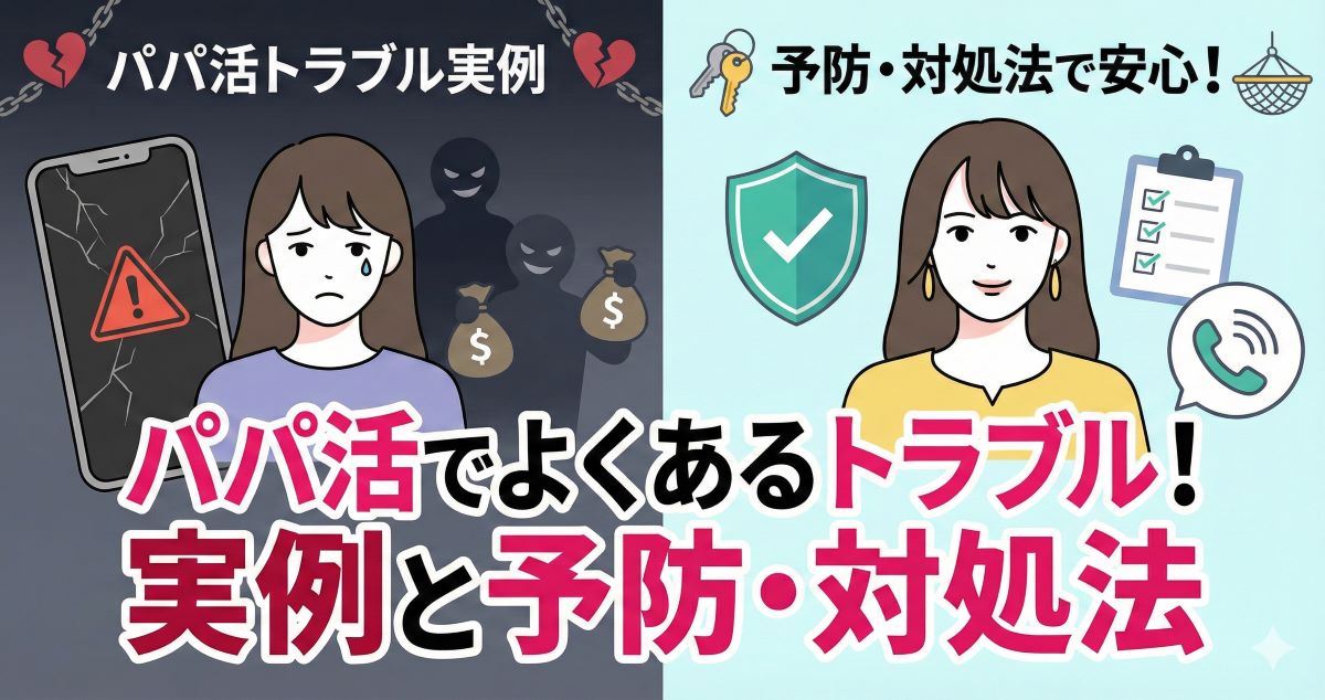 パパ活でよくあるトラブル7選！実例と予防・対処法をパパ活女子がやさしく解説