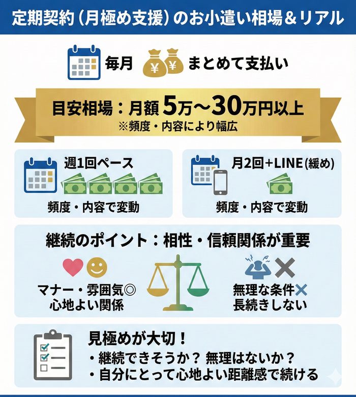 定期契約（月極めの支援）のお小遣い相場