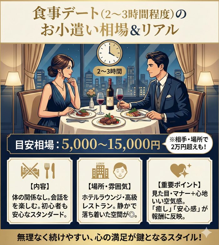 食事デート（2〜3時間程度）のお小遣い相場